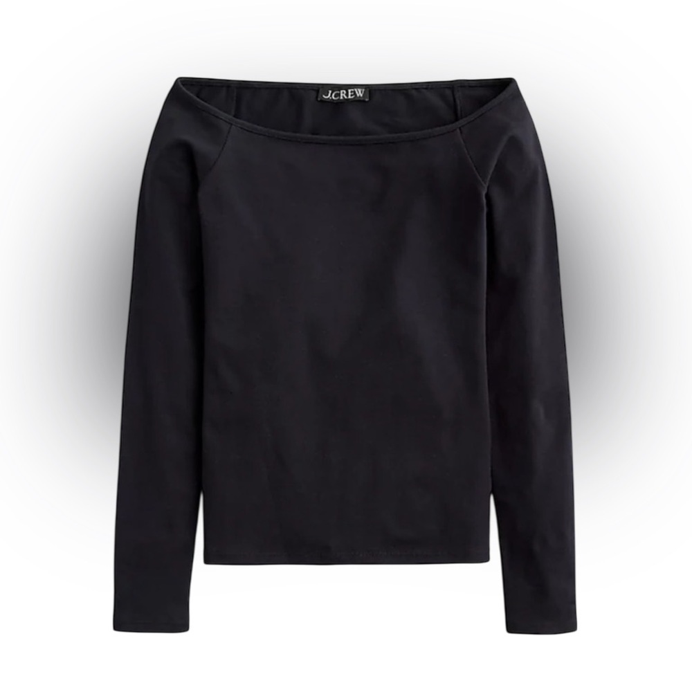 NWT- J. Crew Off the Shoulder long Sleeve Shirt in Stretch Cotton